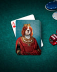 Personalized playing cards featuring a Cavalier King Charles Spaniel in a royal queen portrait.