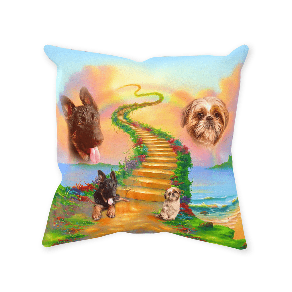 Cojín personalizado para 2 mascotas 'The Rainbow Bridge 2 Pet'