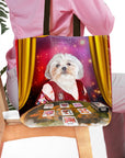 Personalized 'Tarot Reader' tote bag featuring a custom Shih Tzu pet portrait in a tarot reading scene.