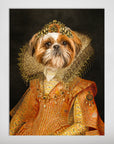 Personalized 'Victorian Princess' pet poster featuring a Shih Tzu in an ornate orange gown and gold crown.