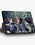 Lienzo personalizado con 3 mascotas de pie 'The Army Veterans'