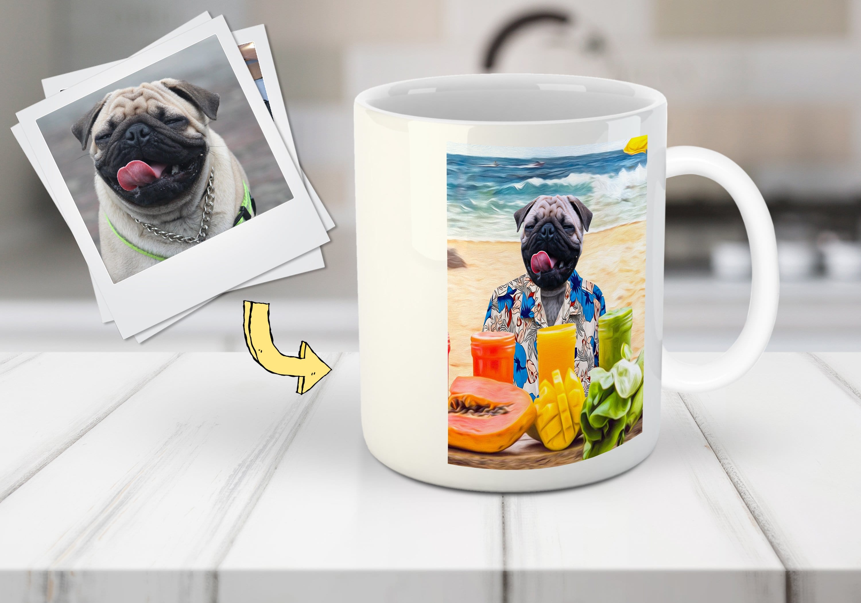 Taza personalizada para mascota &#39;El perro de la playa&#39;