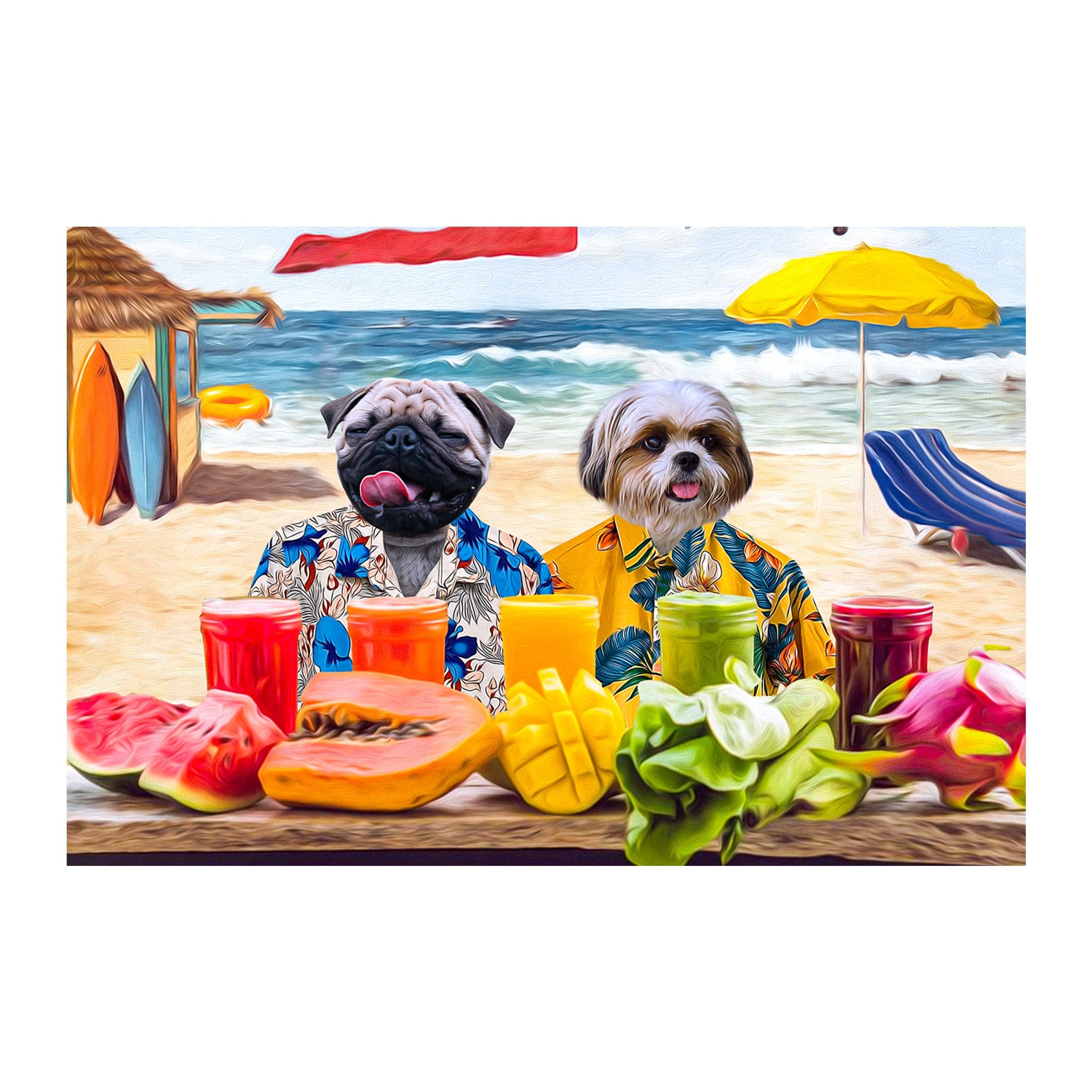 Retrato digital de 2 mascotas de &#39;The Beach Dogs&#39;