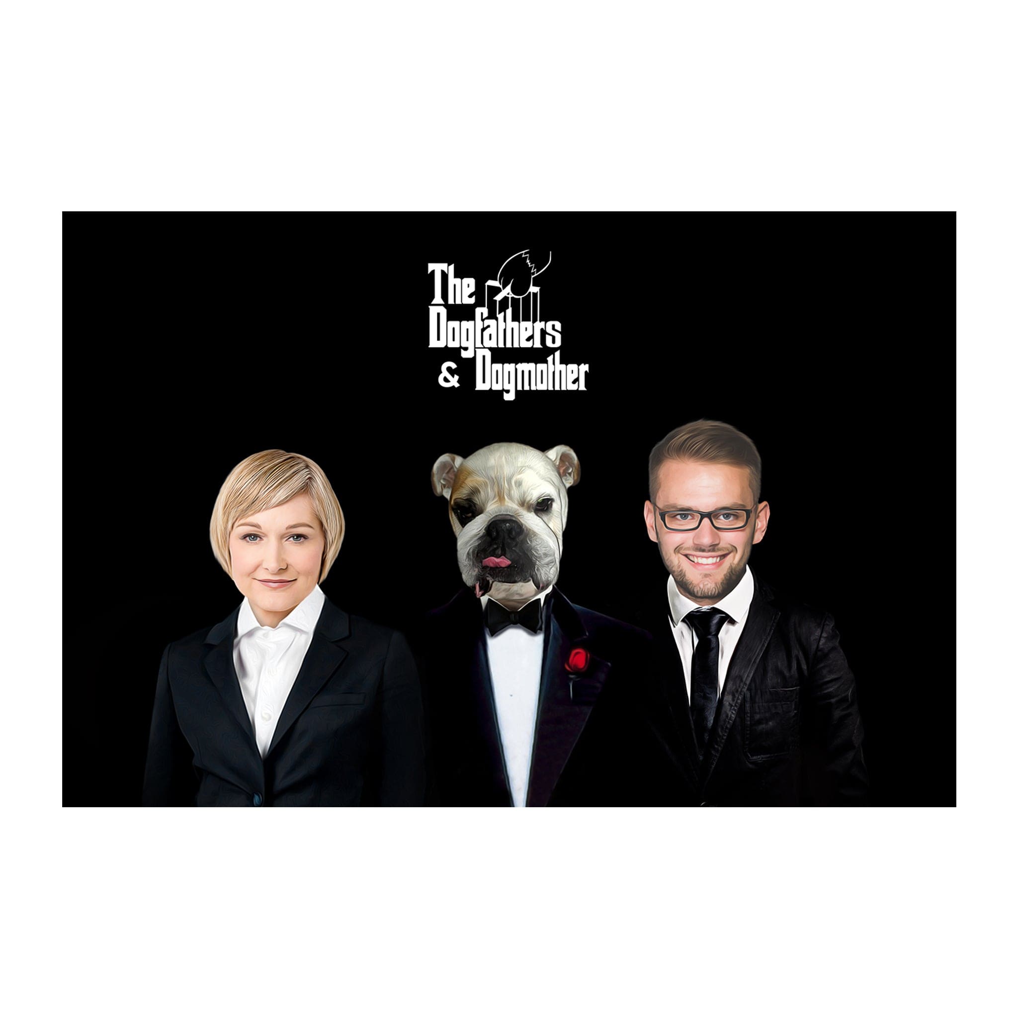 Retrato digital personalizado de mascota/humano &#39;The Dogfathers &amp;amp; Dogmother&#39;