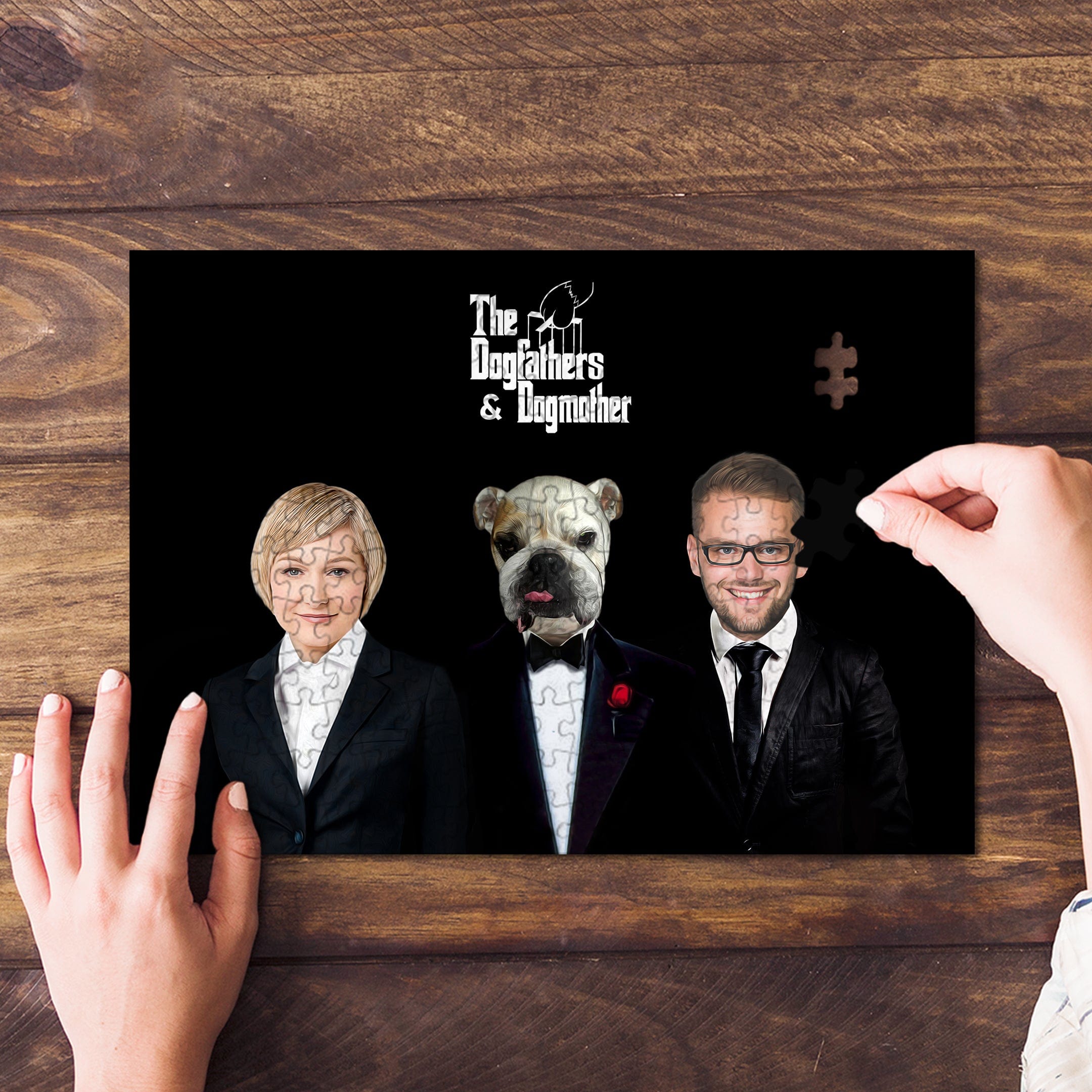 Rompecabezas personalizado de mascota/humano &#39;The Dogfathers &amp;amp; Dogmother&#39;