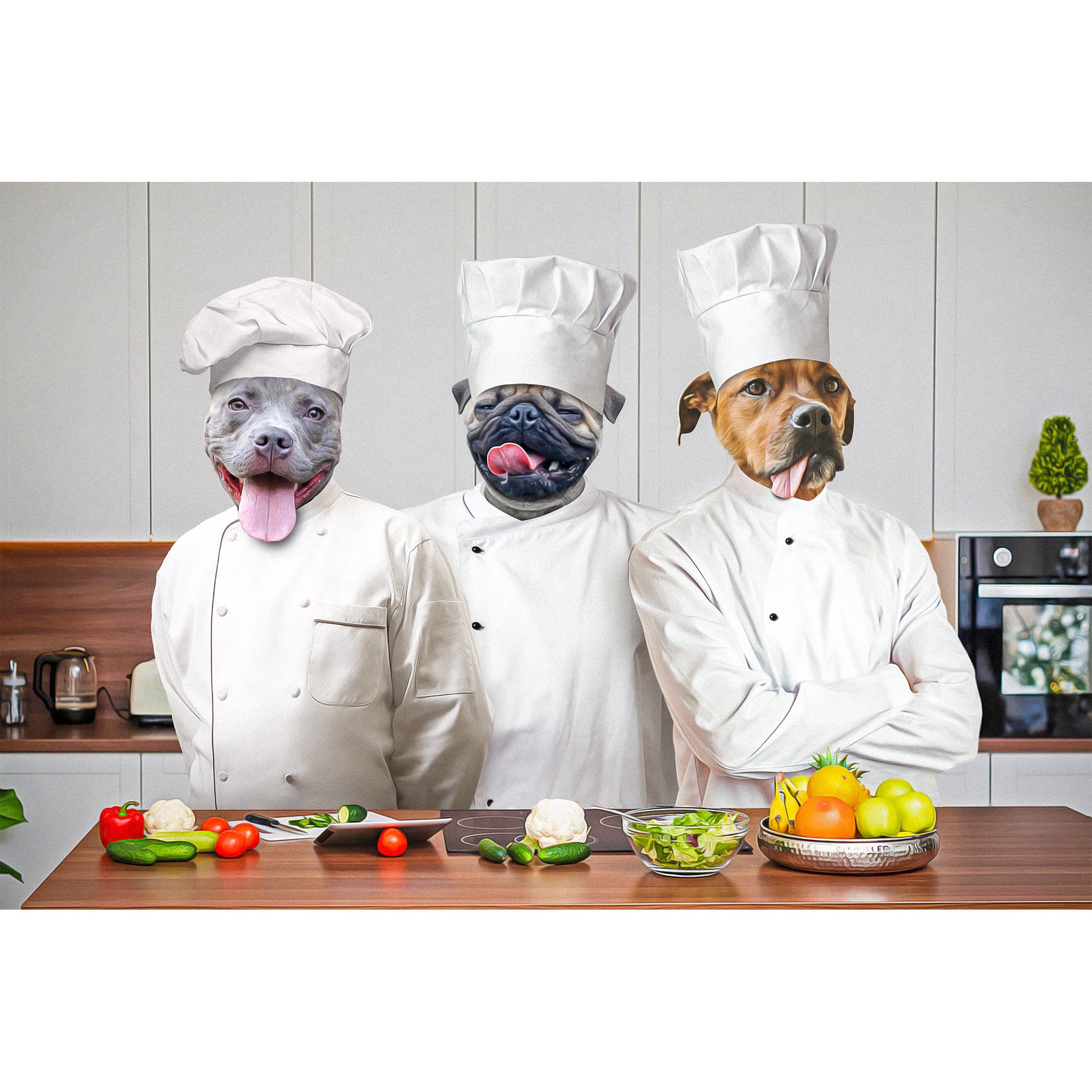 Retrato digital de las 3 mascotas de &#39;The Chefs&#39;