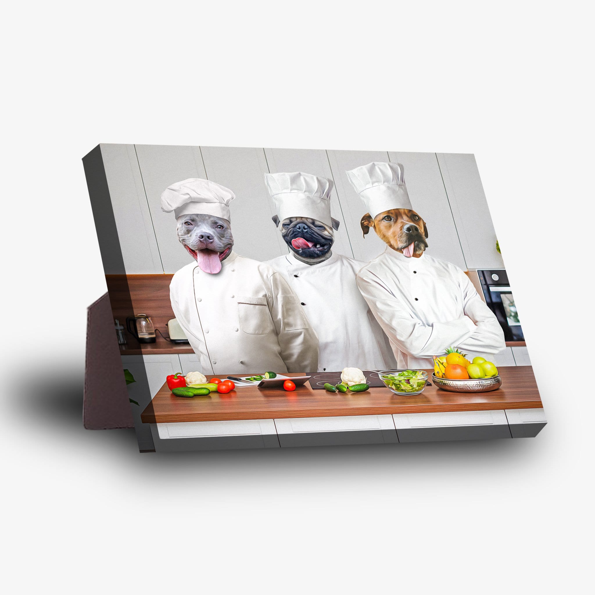 Lienzo personalizado con 3 mascotas de pie &#39;The Chefs&#39;