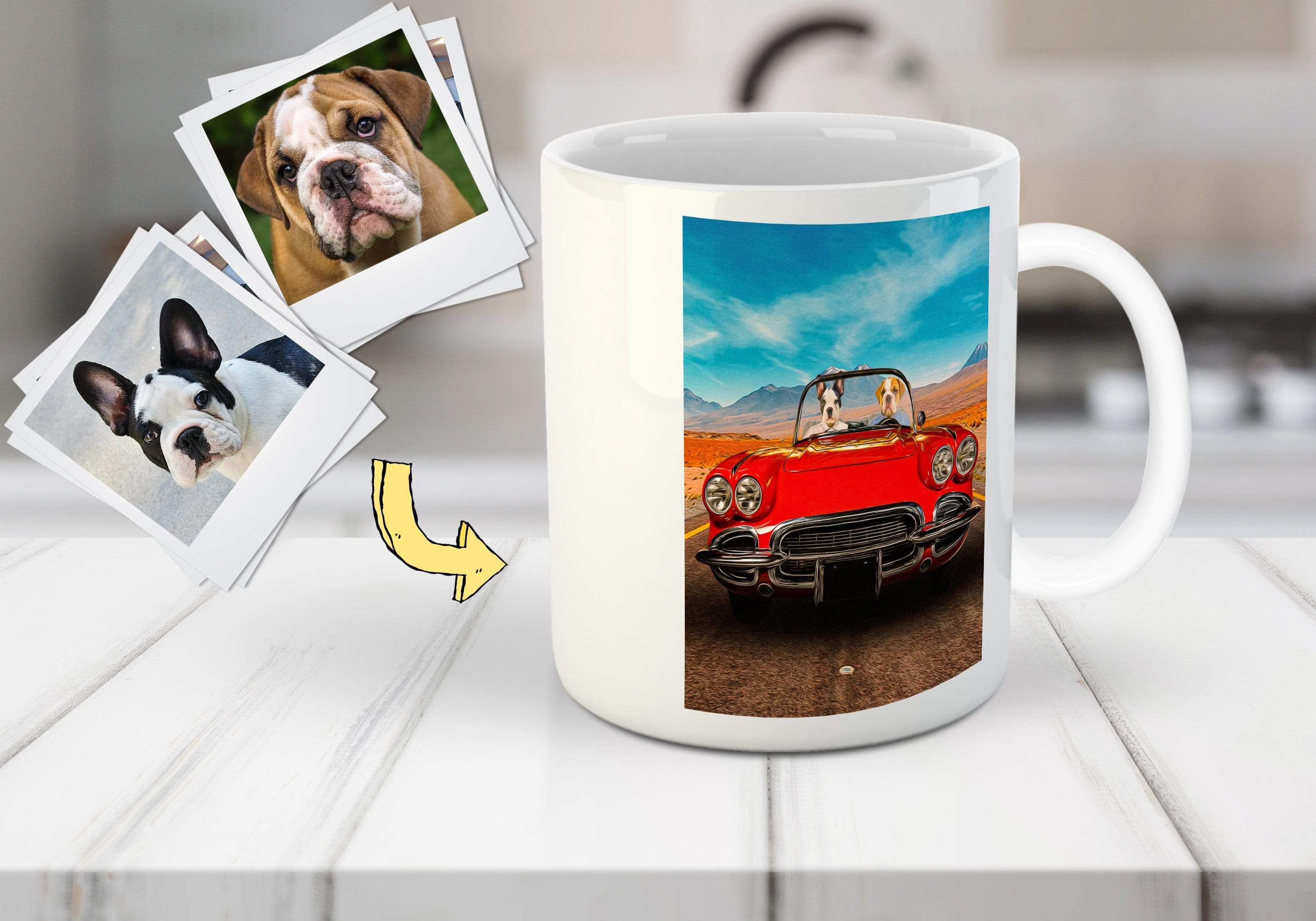 Taza personalizada para 2 mascotas &#39;The Classic Paw-Vette&#39;