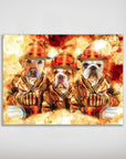 Póster personalizado de 3 mascotas 'Los Bomberos'