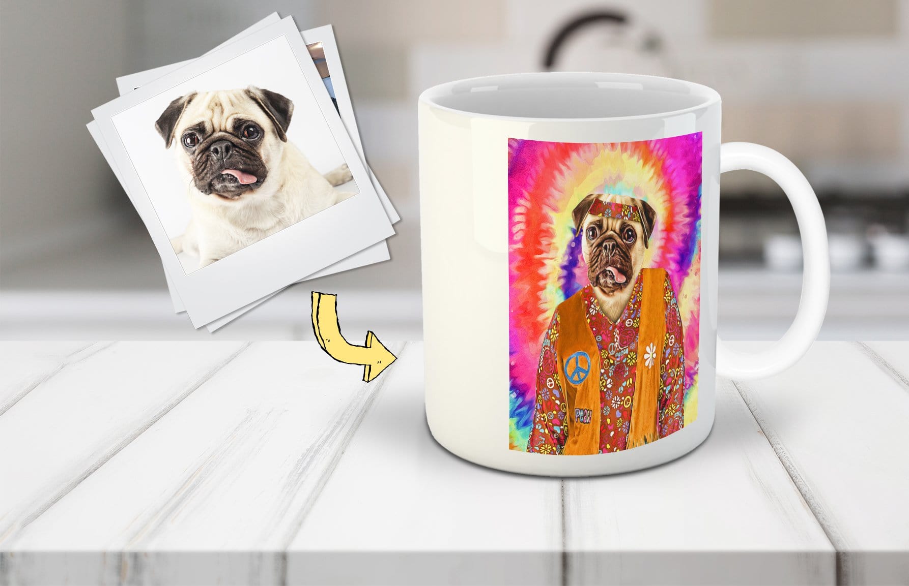 Taza Personalizada para Mascota &#39;El Hippie (Mujer)&#39;