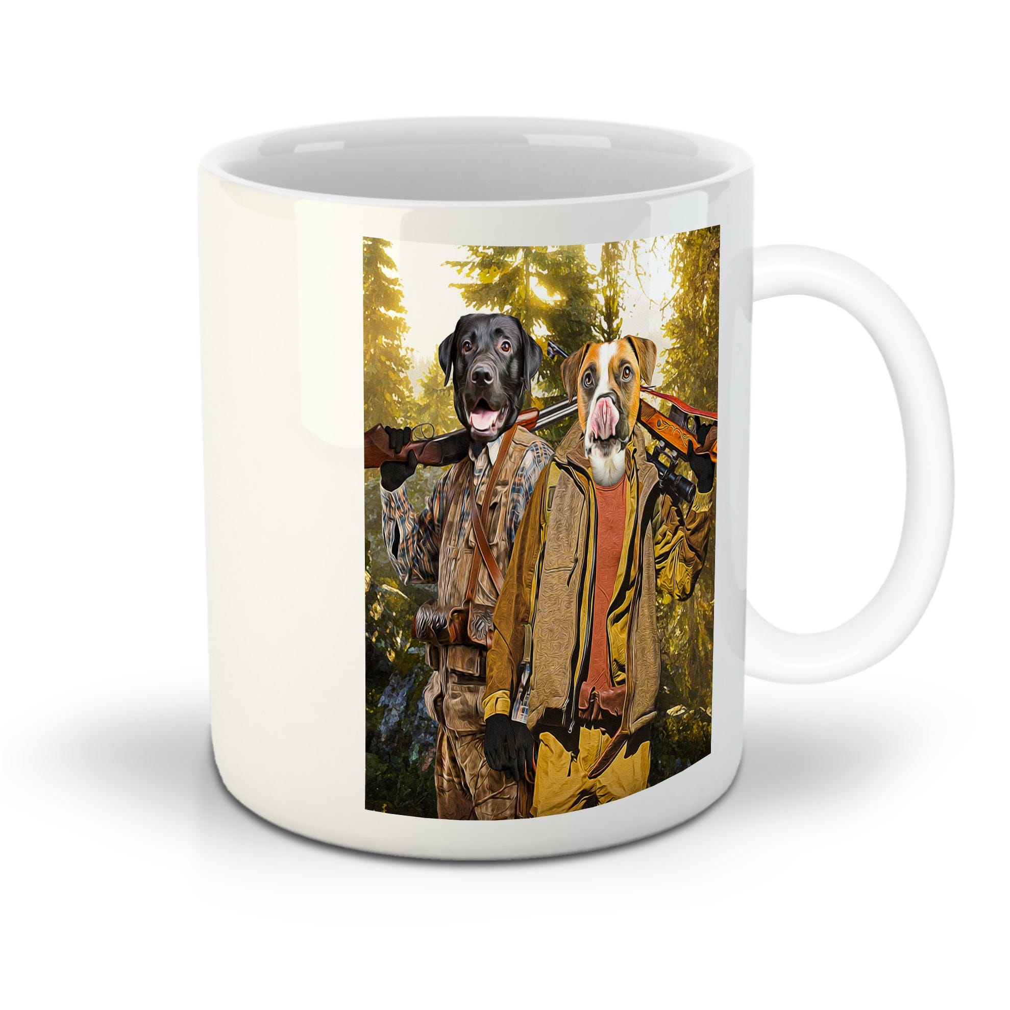 Taza personalizada para 2 mascotas &#39;Los Cazadores&#39;