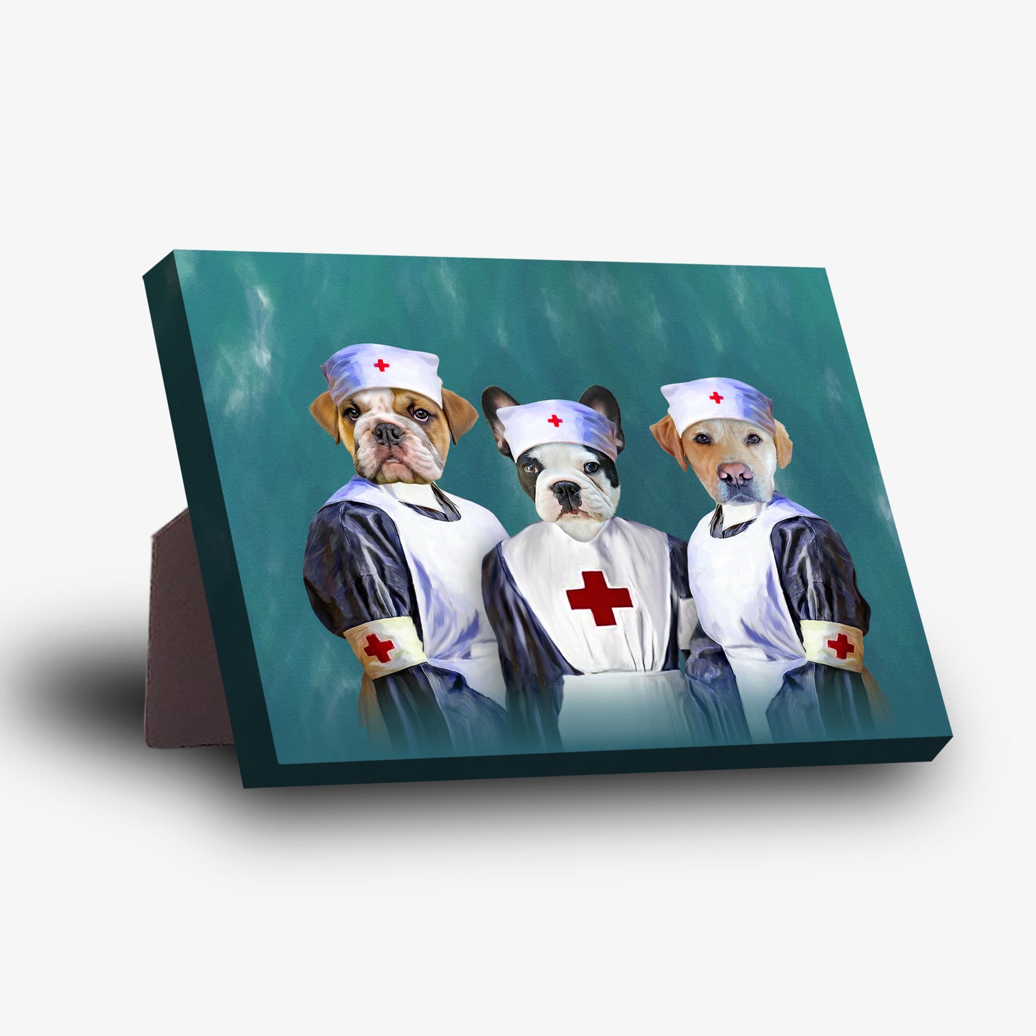 Lienzo personalizado con 3 mascotas de pie &#39;The Nurses&#39;