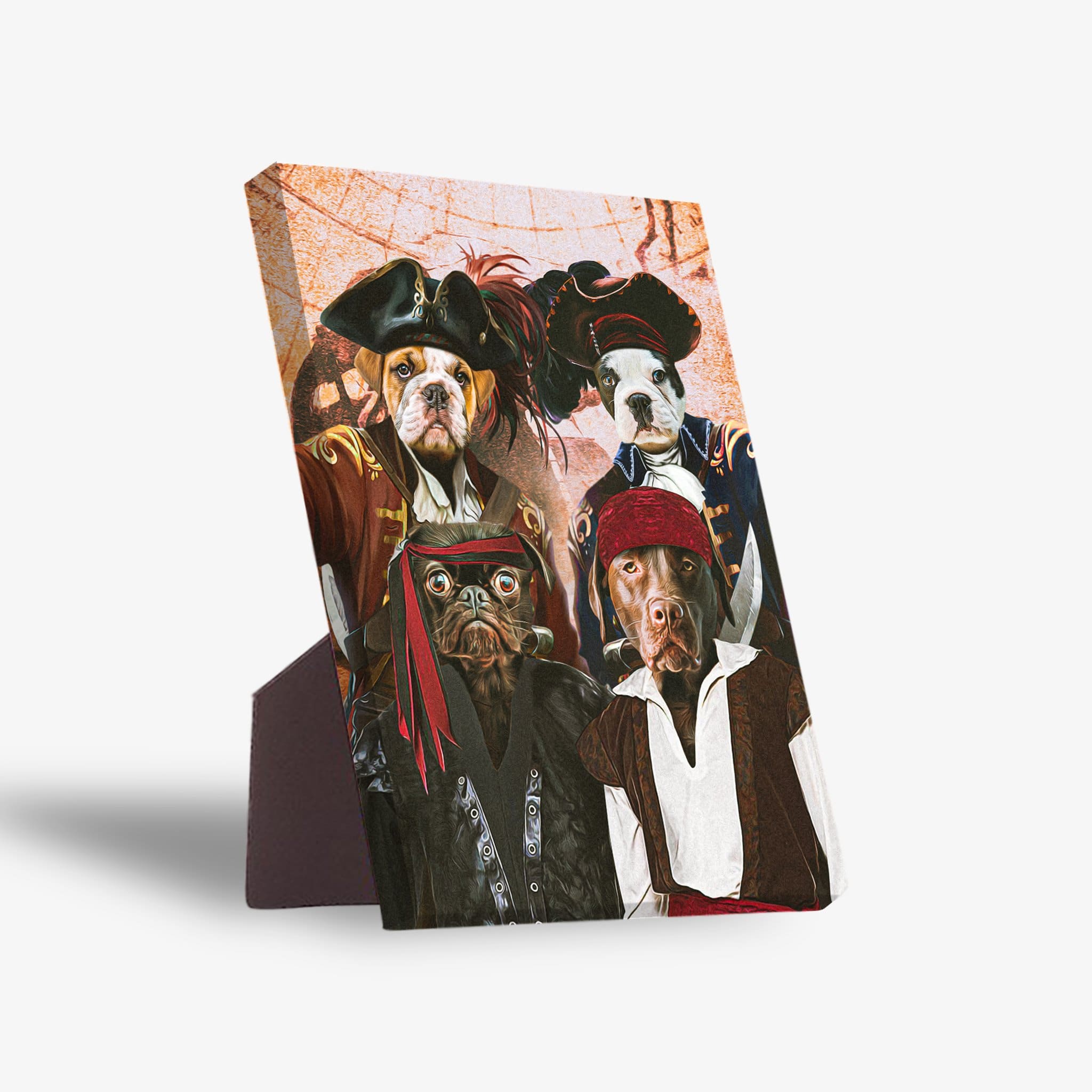 Lienzo de pie personalizado para 4 mascotas &#39;Los Piratas&#39;