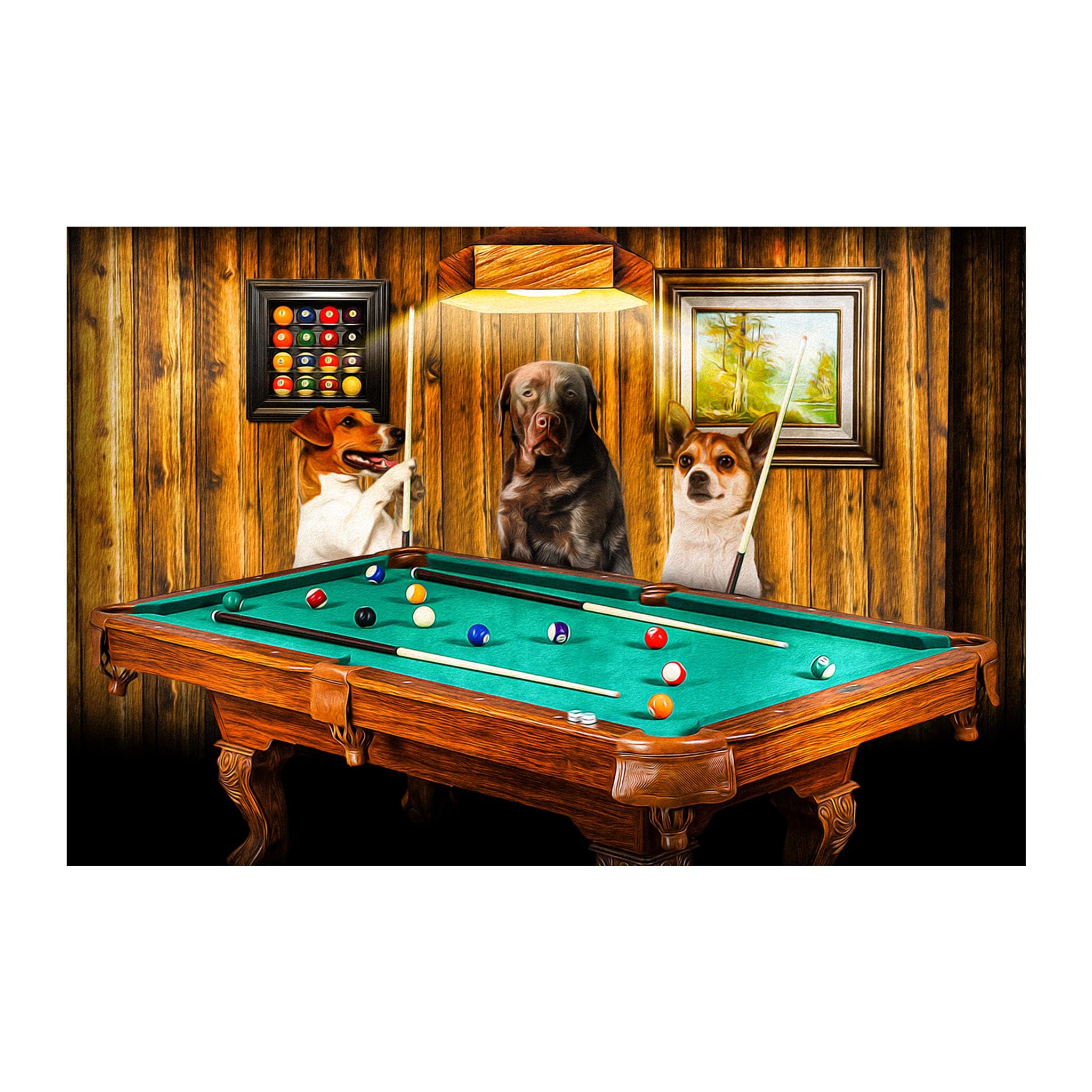 Retrato digital de 3 mascotas de &#39;The Pool Players&#39;