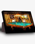 Lienzo personalizado con 3 mascotas de pie 'The Pool Players'