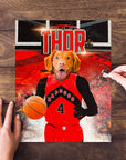 Personalized 'Toronto Rapdogs' pet puzzle featuring a dog in a red basketball uniform.