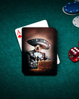 Personalized pet playing cards featuring a dog in a mariachi outfit and sombrero on a green poker table.