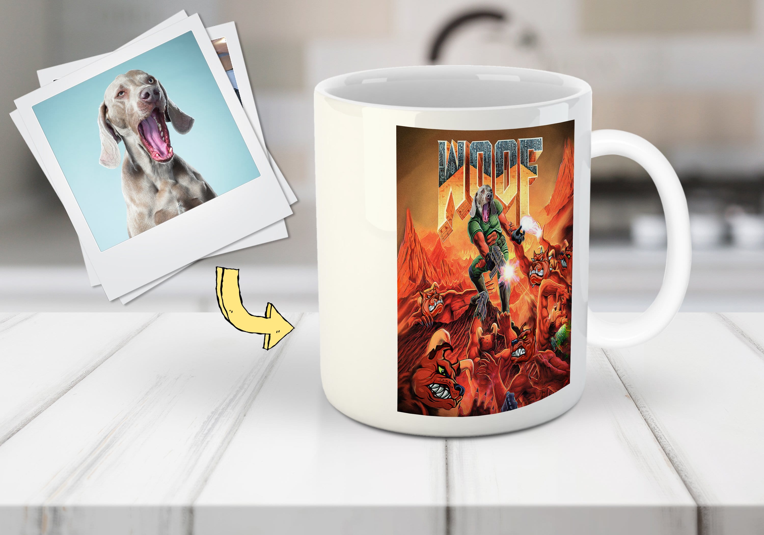 Taza personalizada para mascotas &#39;Woof&#39;