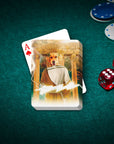 Personalized Zeus Doggo playing cards featuring a golden retriever in a renaissance-style portrait.