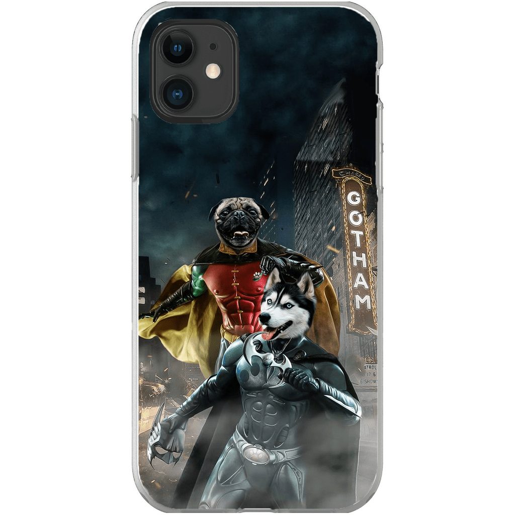 Funda personalizada para teléfono con 2 mascotas &#39;Bat Dog &amp;amp; Robpaw&#39;