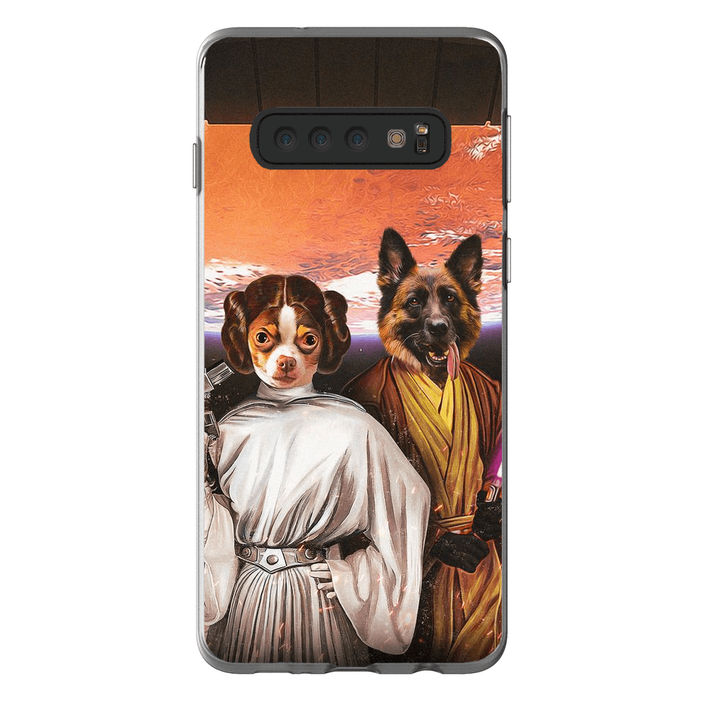 Funda personalizada para teléfono con 2 mascotas &#39;Princess Leidown &amp;amp; Jedi-Doggo&#39;