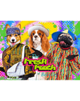 Lienzo personalizado con 3 mascotas de pie 'The Fresh Pooch'