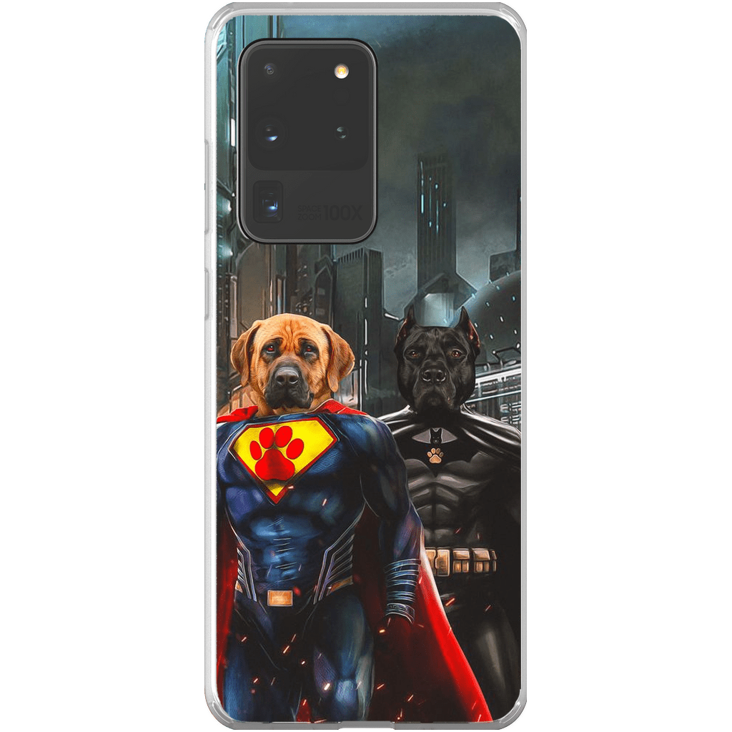 Funda personalizada para teléfono con 2 mascotas &#39;Superdog &amp;amp; Batdog&#39;