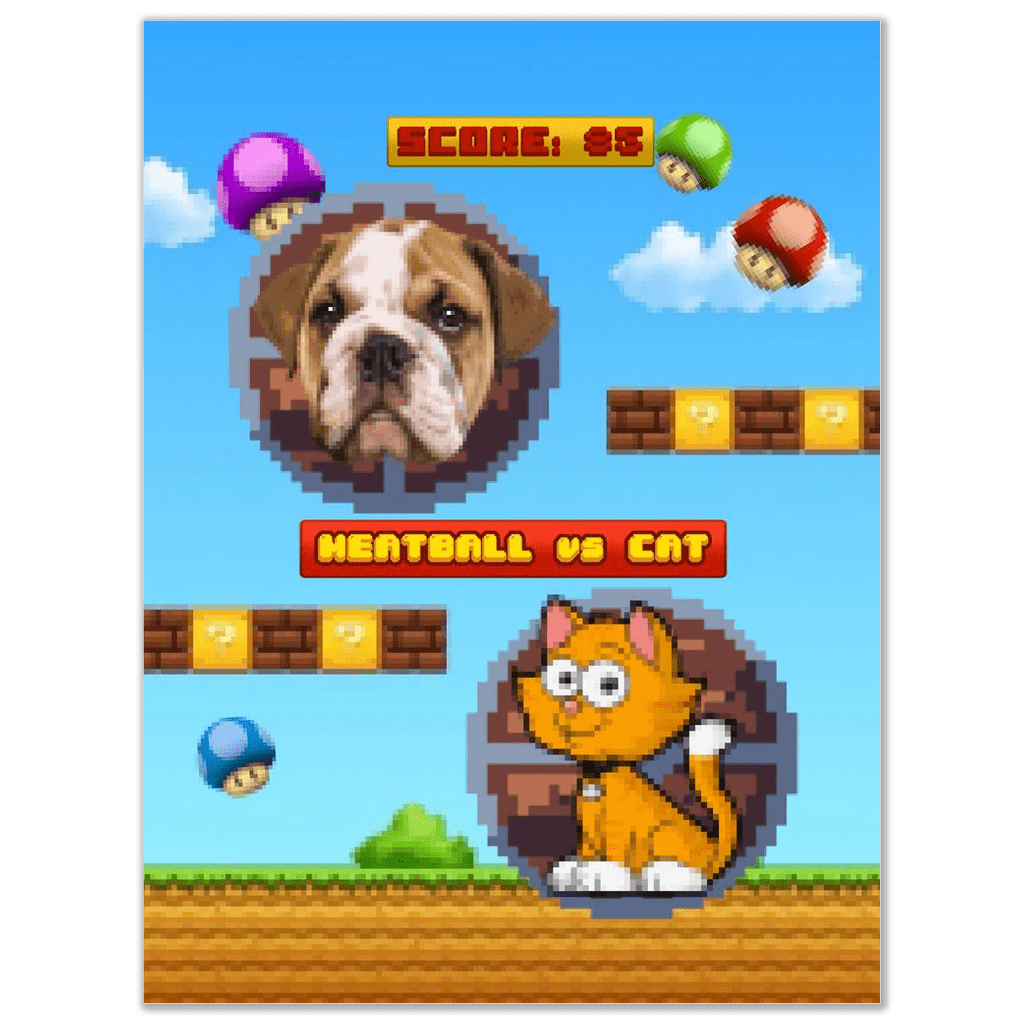 Póster Mascota personalizada de videojuego retro