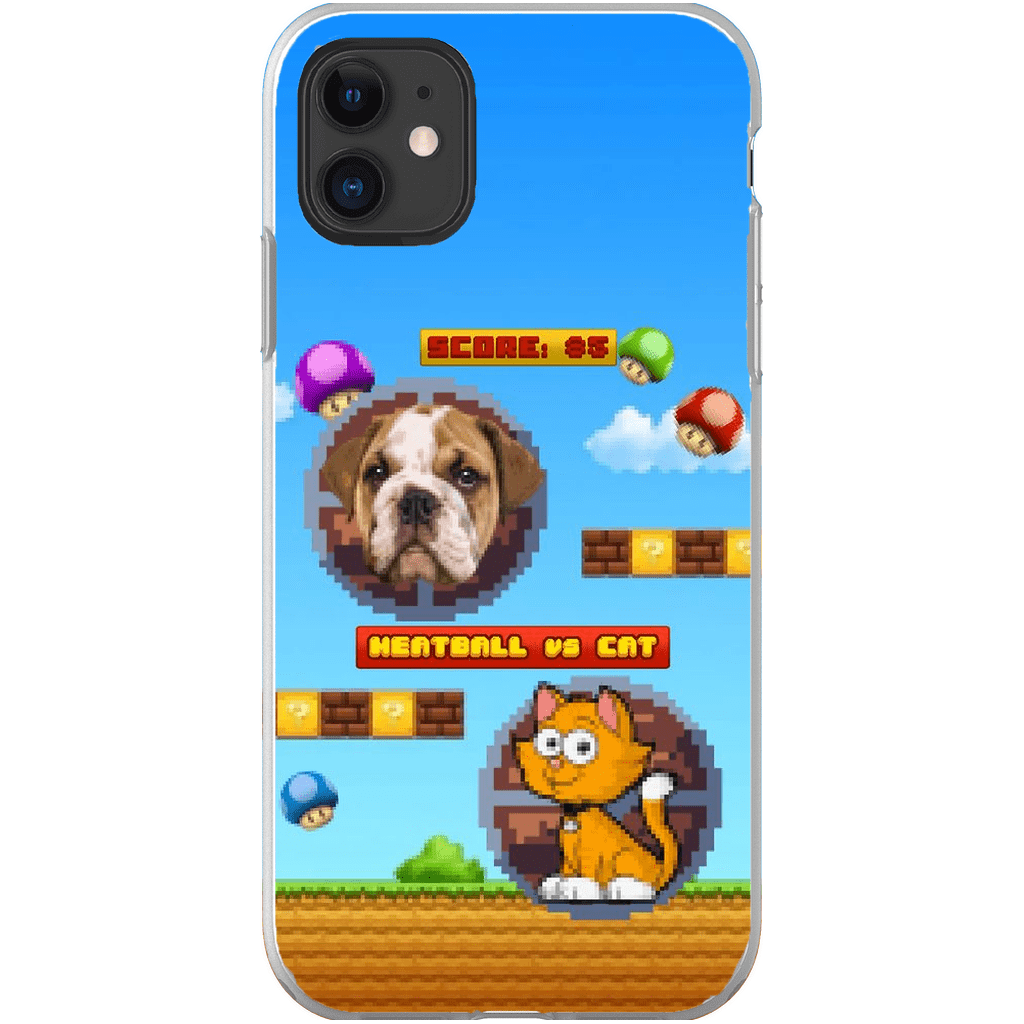 Funda de teléfono para mascotas personalizada con videojuego retro