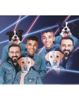 Lienzo de pie personalizado 'Lazer Portrait 2 Pet &amp; Humans(Males) de los años 80'