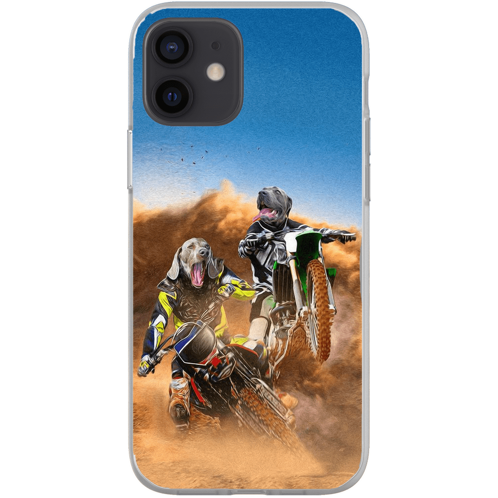 Funda personalizada para teléfono con 2 mascotas &#39;The Motocross Riders&#39;