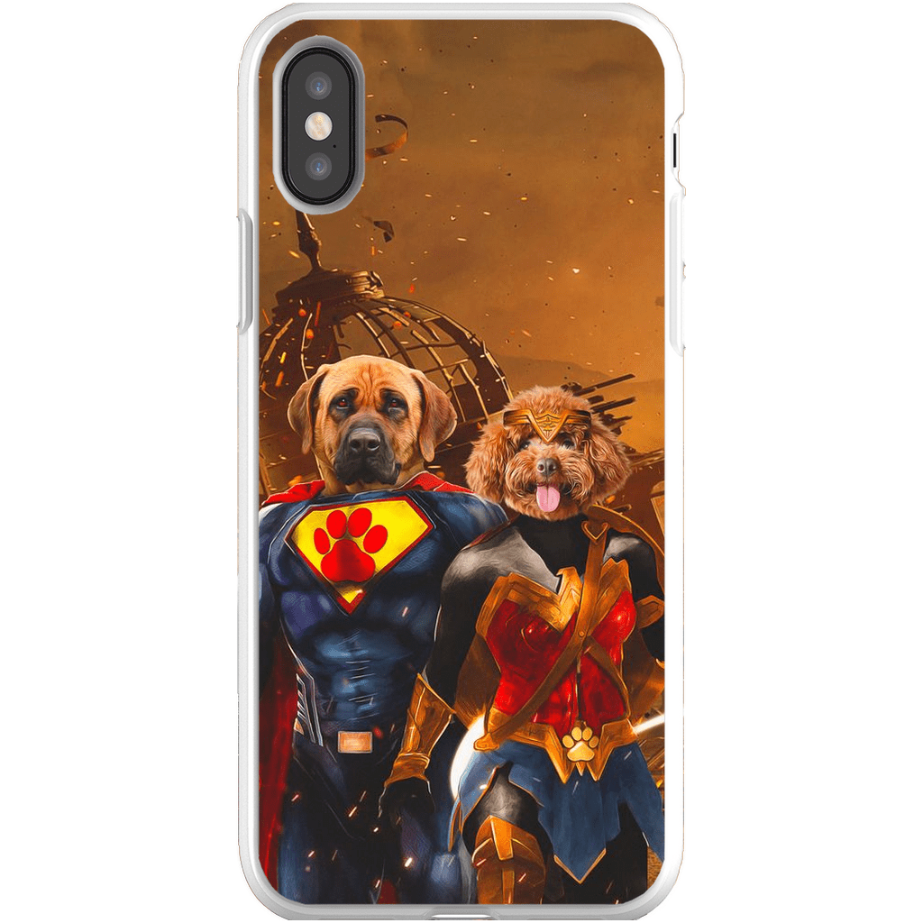 Funda personalizada para teléfono con 2 mascotas &#39;Superdog &amp;amp; Wonder Doggette&#39;