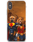 Funda personalizada para teléfono con 2 mascotas 'Superdog &amp; Wonder Doggette'