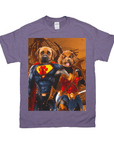 Camiseta personalizada para 2 mascotas 'Superdog &amp; Wonder Doggette'