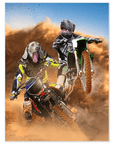 Póster personalizado con 2 mascotas 'The Motocross Riders'