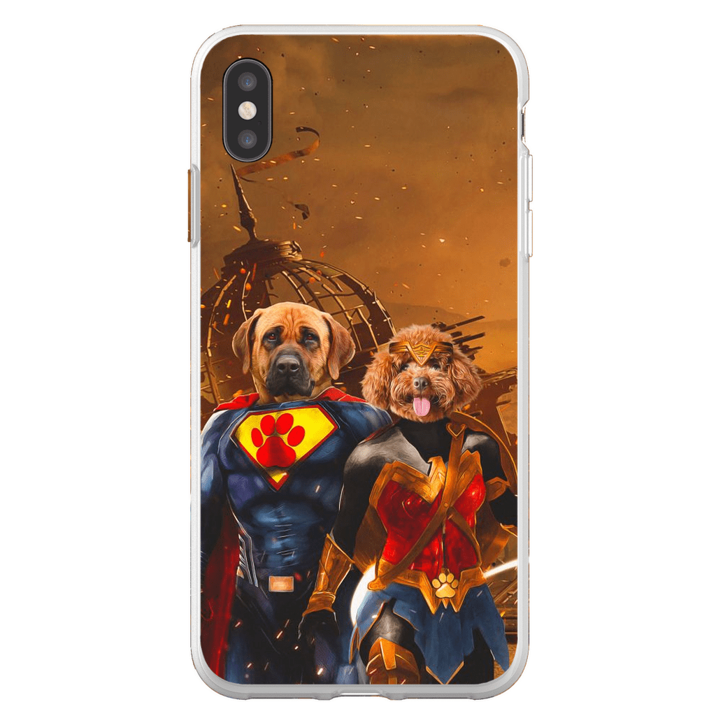 Funda personalizada para teléfono con 2 mascotas &#39;Superdog &amp;amp; Wonder Doggette&#39;