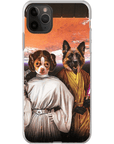 Funda personalizada para teléfono con 2 mascotas 'Princess Leidown &amp; Jedi-Doggo'