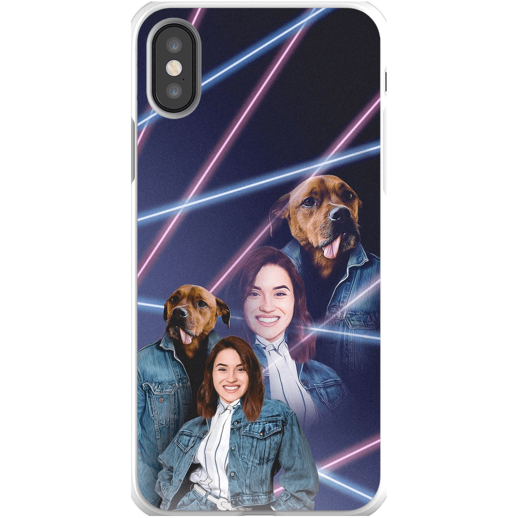 Funda para teléfono personalizada Lazer Portrait Pet (masculino)/humano (femenino) de los años 80