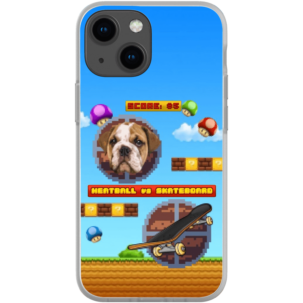 Funda de teléfono para mascotas personalizada con videojuego retro