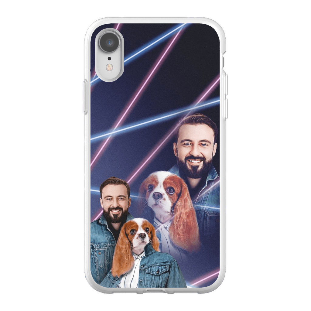 Funda para teléfono personalizada Lazer Portrait Pet (femenino)/humano (masculino) de los años 80