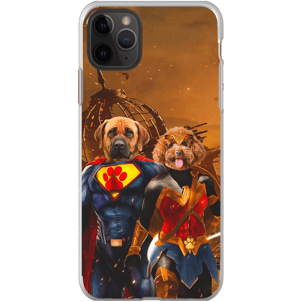 Funda personalizada para teléfono con 2 mascotas &#39;Superdog &amp;amp; Wonder Doggette&#39;