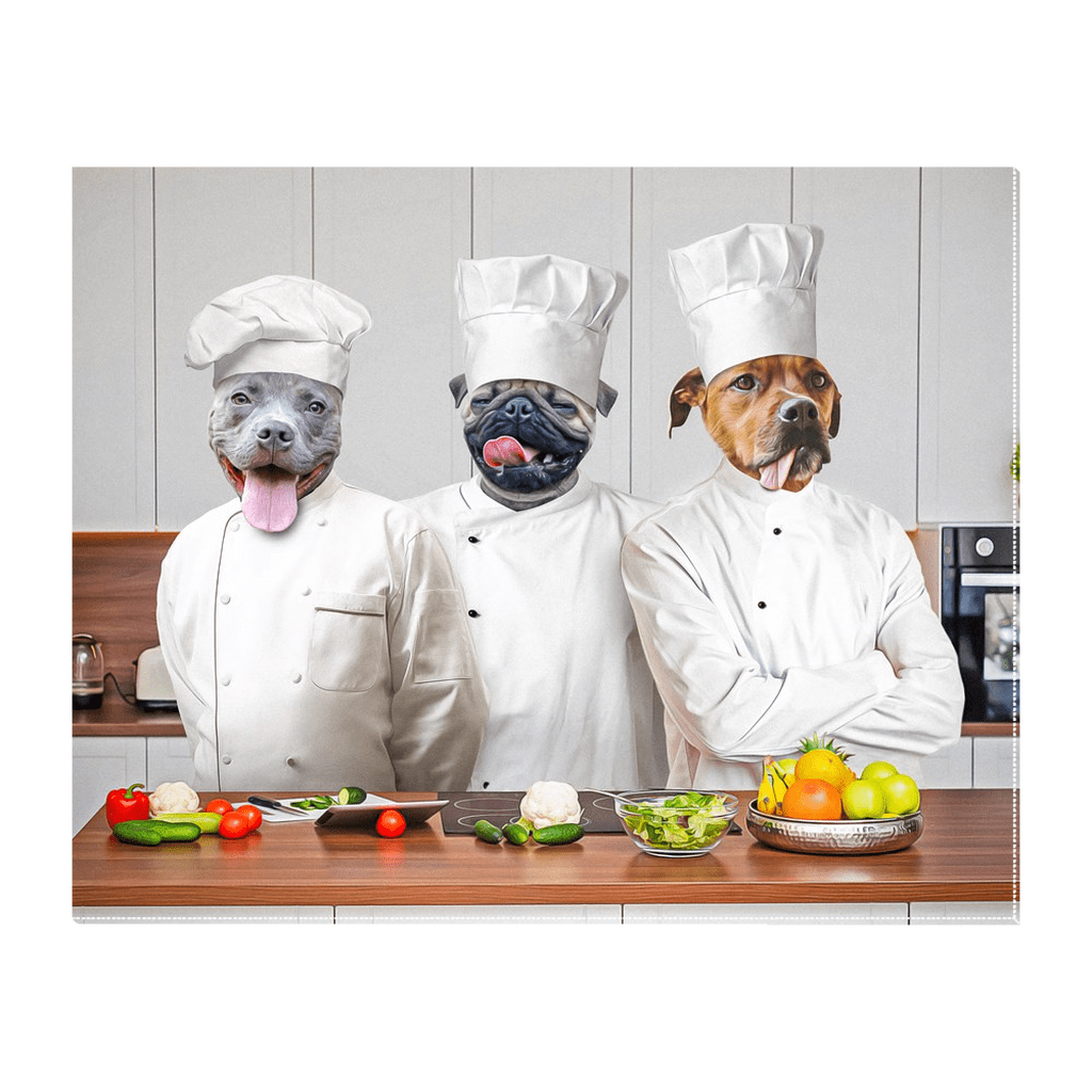 Lienzo personalizado con 3 mascotas de pie &#39;The Chefs&#39;