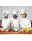 Lienzo personalizado con 3 mascotas de pie 'The Chefs'