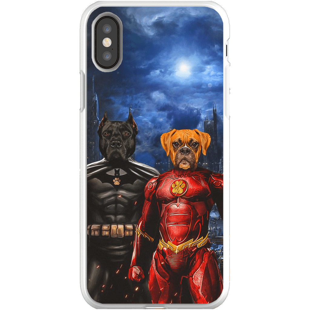 Funda personalizada para teléfono con 2 mascotas &#39;Batdog &amp;amp; Flash Doggo&#39;