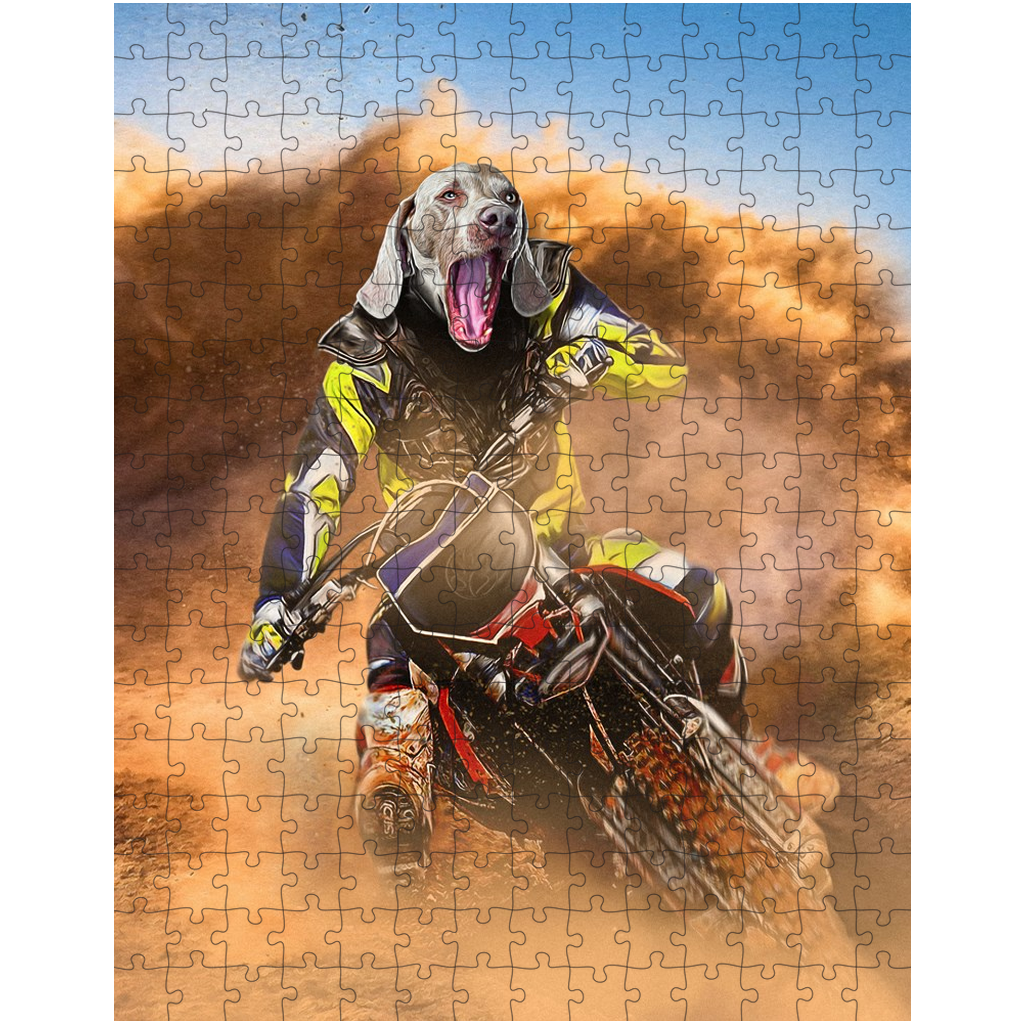 Puzzle personalizado para mascotas &#39;El piloto de motocross&#39;