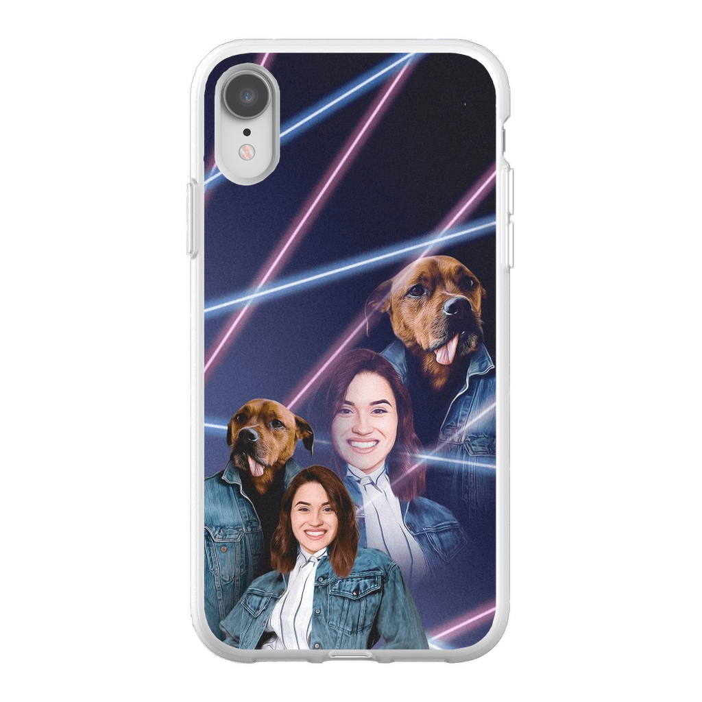 Funda para teléfono personalizada Lazer Portrait Pet (masculino)/humano (femenino) de los años 80