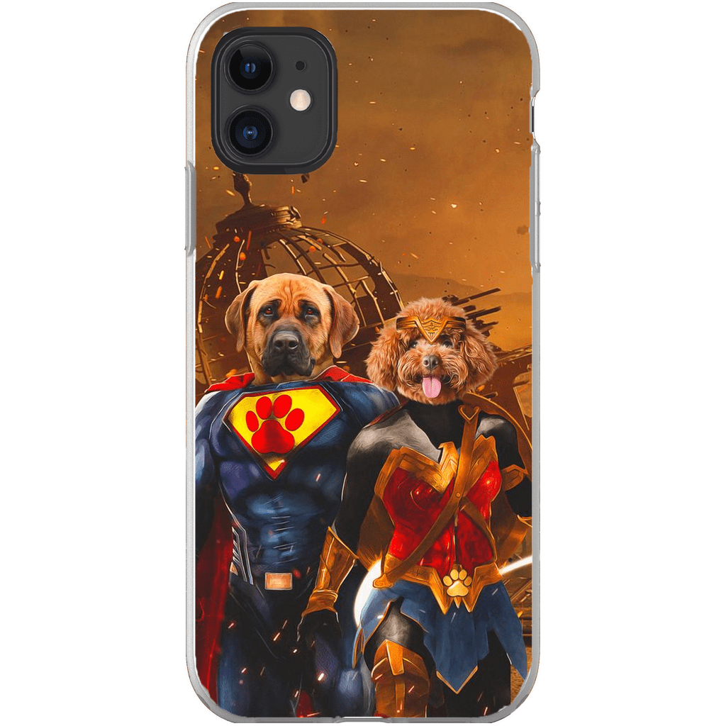 Funda personalizada para teléfono con 2 mascotas &#39;Superdog &amp;amp; Wonder Doggette&#39;