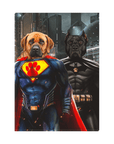 Lienzo de pie personalizado para 2 mascotas 'Superdog &amp; Batdog'