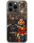 Funda personalizada para teléfono con 2 mascotas 'Batdog &amp; Wonder Doggette'