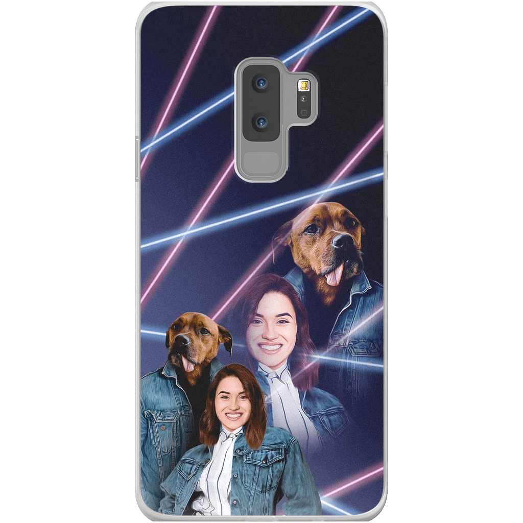 Funda para teléfono personalizada Lazer Portrait Pet (masculino)/humano (femenino) de los años 80